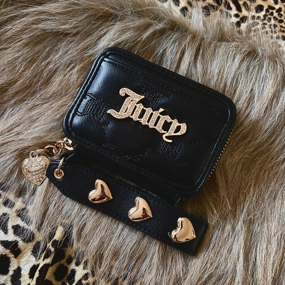 JUICY COUTURE Starstruck Square Sip Wallet Wristlet in Black ⋆NWT EXCLUSIVE⋆